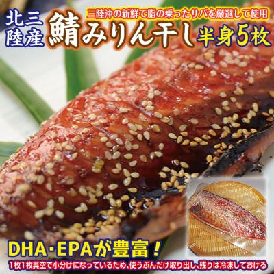 ふるさと納税 普代村 岩手県北三陸産 さばみりん干し 半身5枚(真空パック入り)