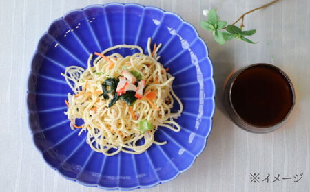 【波佐見焼】四つ菊 大皿 ライトブルー 1点【永泉】[MC85]