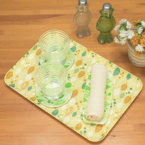 タツクラフト 友禅和紙おしぼりトレー 5枚セット サマーリーフ グリーン