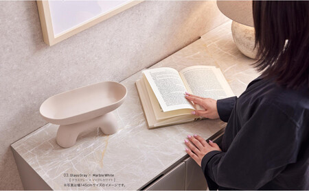 サイドボード 180cm リスボン グラスグレー(GGY)×マーブルホワイト 【モーブル／大川家具】