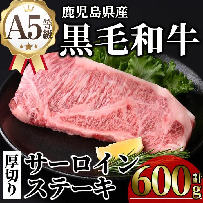 鹿児島県産 A5等級 黒毛 和牛 贅沢 厚切り とろける サーロインステーキ (計600g・300g×2枚) 【KNOT】C46