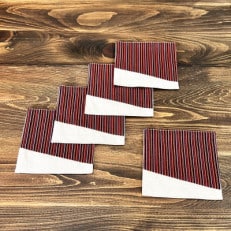 伝統織物蕨双子織 コースター5枚組 (赤)