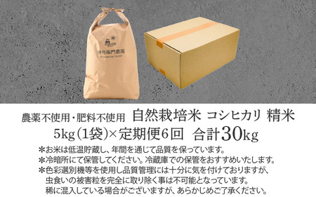 【定期便6回】伊与衛門農園の自然栽培コシヒカリ精米 5kg×6回  伊与衛門農園の特別栽培米 令和5年産＜温度と湿度を常時管理し新鮮米を出荷！＞ / 米 白米 自然の力 高品質 鮮度抜群 ブランド米 