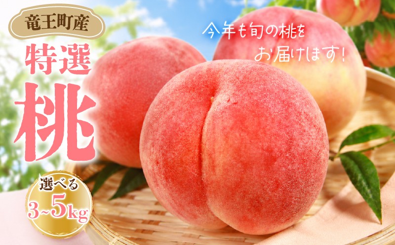 
                  【 先行予約 】数量限定 特選 桃 5kg ~ 3kg 選べる 果実 新鮮 くだもの モモ 品種おまかせ フルーツ もも 数量限定 果物 期間限定 季節限定 産地直送 旬 果物 滋賀県 竜王町 ギフト プレゼント 送料無料 直送 桃 もも モモ ご自宅用 ご家庭用 おまかせ おいしい 美味しい 甘い あまい 糖度 贈答 贈り物 2026年産 令和8年産
                