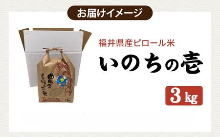 【先行予約】【内田農園・ピロール米】令和7年産 福井県産いのちの壱 3kg 精米 減農薬栽培 【10月下旬順次発送】 [A-168001_02] / 3kg 精米