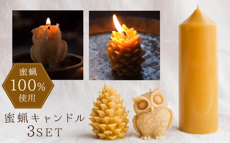 【信州産蜜蝋100％】蜜蝋キャンドルセット | キャンドル きゃんどる 蝋 蝋燭 ロウソク ハンドメイド インテリア フクロウ 鉛筆 松ぼっくり 長野県 松本市