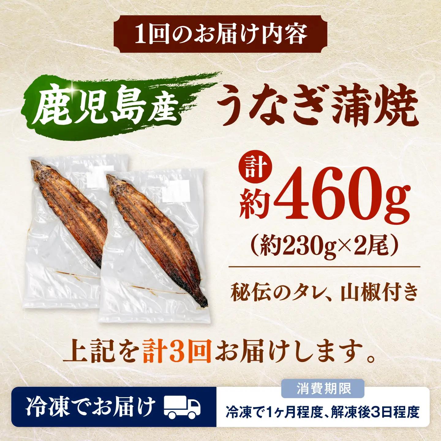 全3回定期便 特大！ 鹿児島産うなぎ 蒲焼2尾セット 桂川町/山水商事 [ADAH012] ウナギ 鰻 うなぎセット 特大鰻 定期便 特大