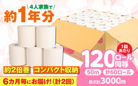 【2回定期便】 (6カ月に1回) トイレットペーパー  60ロール【ダブル】 北海道・沖縄県・離島への配送不可  日用品 生活用品 エコ 岐阜市 / 河村製紙 [ANBJ010]