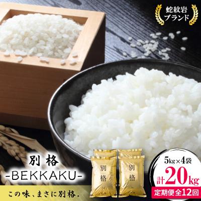 ふるさと納税 養父市 【毎月定期便】蛇紋岩ブランド 別格米 20kg(5kg×4)全12回