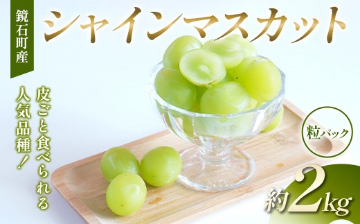 
                  【粒パック】皮ごと食べられる人気品種！鏡石町産 シャインマスカット 約2kg 家庭用 マスカット ぶどう ブドウ 葡萄 デザート フルーツ 果物 くだもの 果実 食品 F6Q-487
                