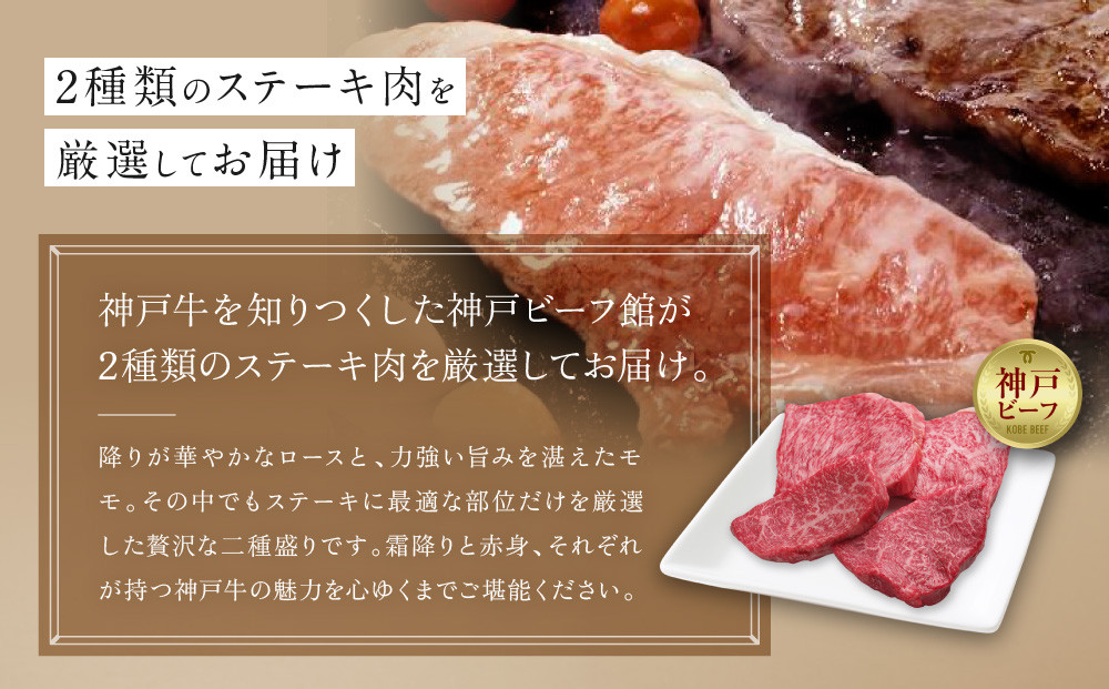 【冷蔵便】神戸牛 ステーキセット 計800g（ロース＆柔らか赤身 200g 各2枚）