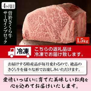 毎月届くわくわく定期便！曽於さくら牛を合計4回お届け！鹿児島県産黒毛和牛肉を4か月！ 黒毛和牛 冷凍 定期便【福永産業】T3