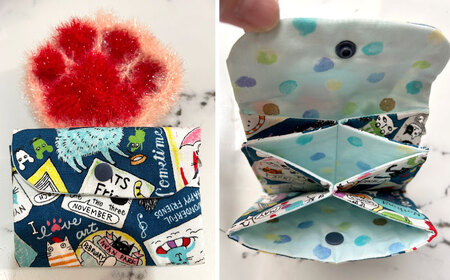 ねこ柄カードケース＆ポリエステルタワシ 大阪府高槻市/Cuddle cat[AOEW002]