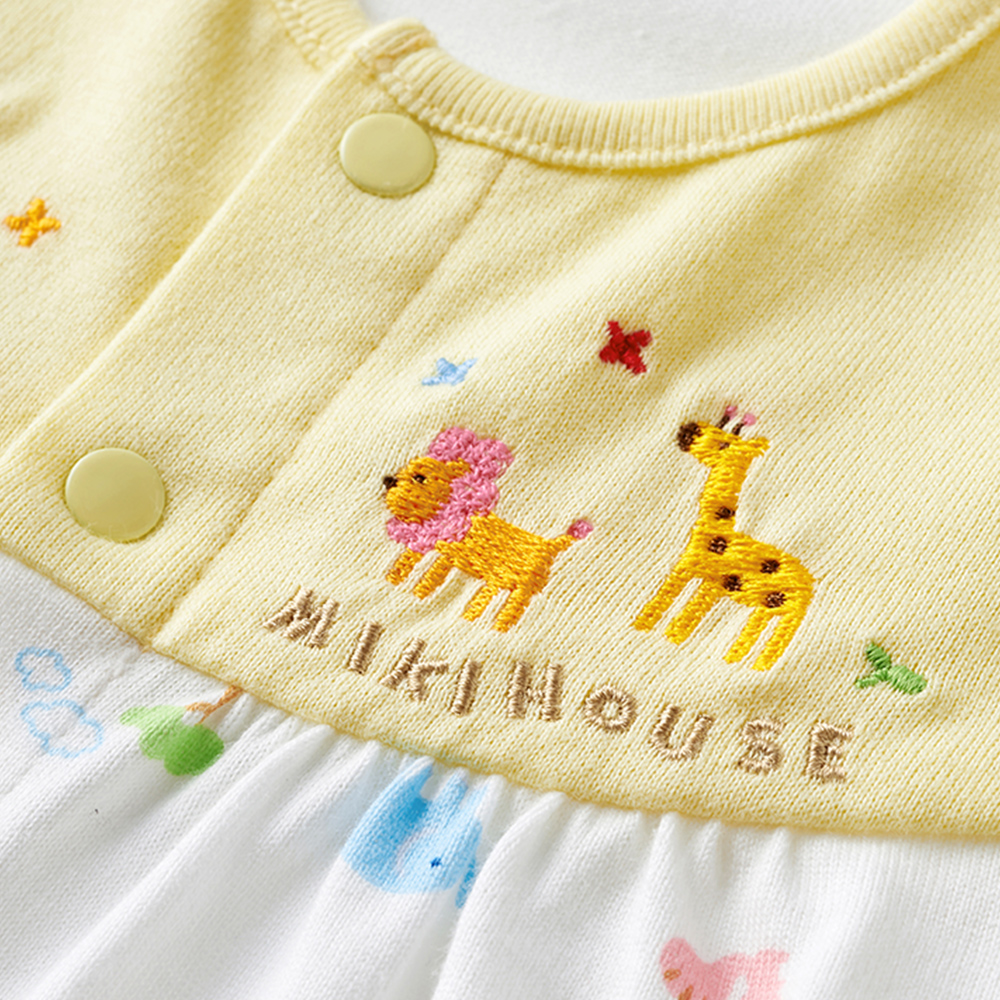 ミキハウス 天竺プリント ツーウェイオール（黄） ベビー