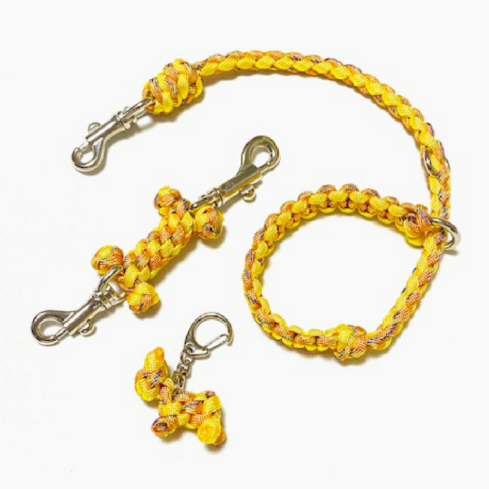 【ふるさと納税】愛犬さんのお散歩すっぽ抜け防止！ 首輪とハーネスを繋ぐジョイントリード（ほね）＆愛犬さんと飼主さんを繋ぐリーシュ（サブ持ち手）セット お揃いのわんこキーホルダー付き 14cm 小型犬～中型犬用 骨 ペット用品 犬用品 岡山県 倉敷市 送料無料