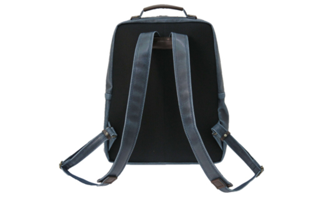 レトロリュック (No.4990-60) ネイビー / 木和田 リュック リュックサック 2層式 仕分け収納 白化合皮 ポケット ペットボトルホルダー 高級 かばん カバン バッグ 鞄 手作り メンズ