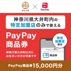 神奈川県大井町　PayPay商品券(15,000円分)※地域内の一部の加盟店のみで利用可