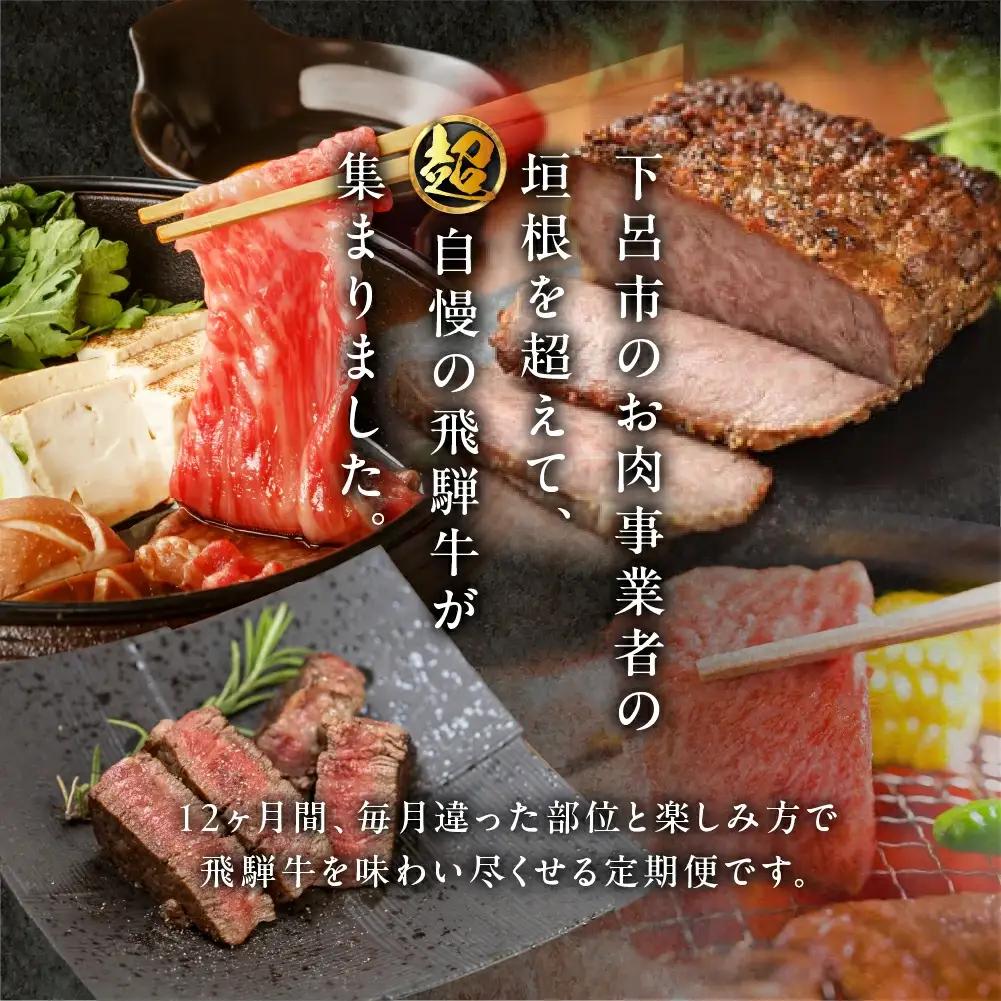 【定期便 12回】飛騨牛満喫 12カ月（天狗＆菊の井ミート＆飛騨萩原畜産＆おさだ食品）【tc9】