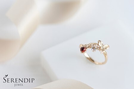 K10 Strawberry ガーネット トパーズ Pinky Ring レディース ジュエリー アクセサリー【1号～9号】リング りんぐ 指輪 ピンキー