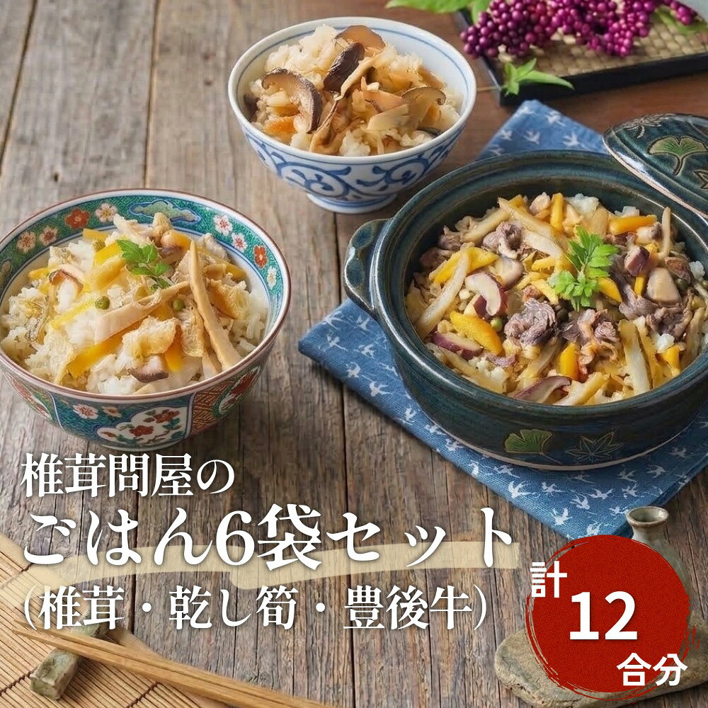 【ふるさと納税】FMF15 椎茸問屋の「ごはん6袋セット」（椎茸・乾し筍・豊後牛）12合分