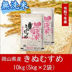 無洗米　きぬむすめ　10kg（5kg×2）　令和7年産　岡山県産　米　小分け　【最短２〜７営業日出荷】　上-2