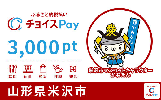 
米沢市チョイスPay 3,000pt（1pt＝1円）【会員限定のお礼の品】
