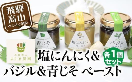 
                  自然栽培調味料シリーズ バジル 塩にんにく 青じそ ペースト 塩 飛騨高山よしま農園 CK011VP
                
