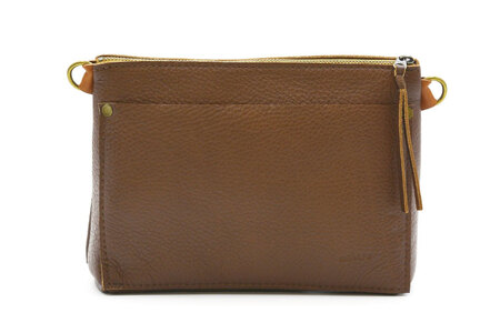 AX008-1　益子の革工房maharoのショルダーポーチ　ワイド（S）ブラウン