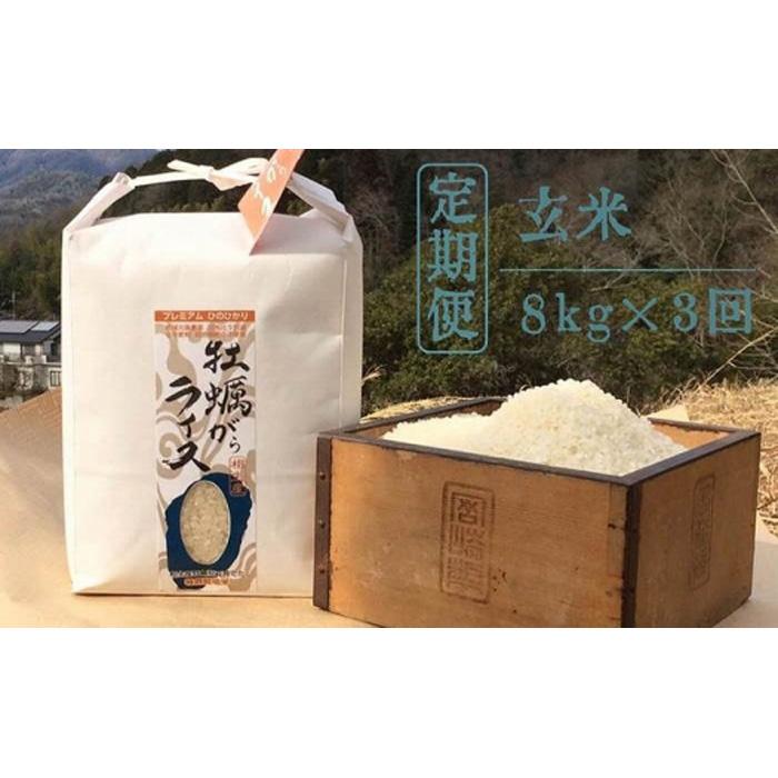 【ふるさと納税】【定期便・全3回】かきがらライスプレミアムコシヒカリ 玄米8kgx3回