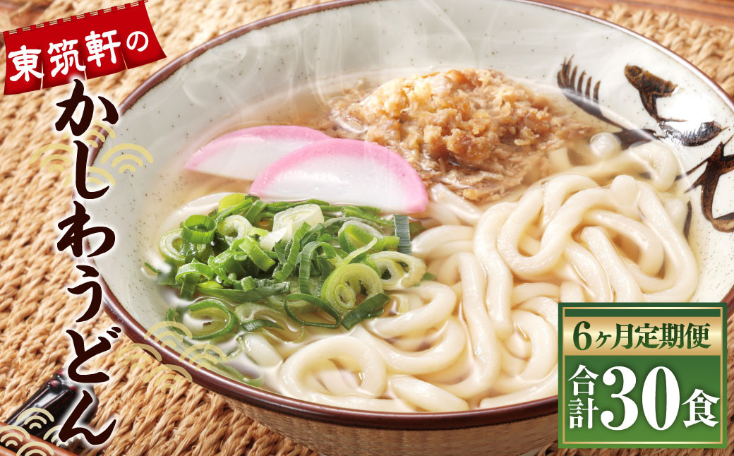 
            【6ヶ月定期便】冷凍かしわうどん 計30食 5食入り×6回 東筑軒
          