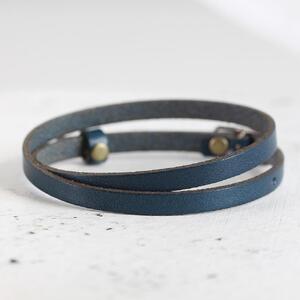 【栃木レザー 2重巻きブレスレット】スリムでクラシカルなレザーアクセサリー レザーカラー：茄子紺 WL005 茄子紺 ブレスレット