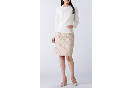 日本製 カシミヤ100% レディース クルーネック 白 Sサイズ [2573]