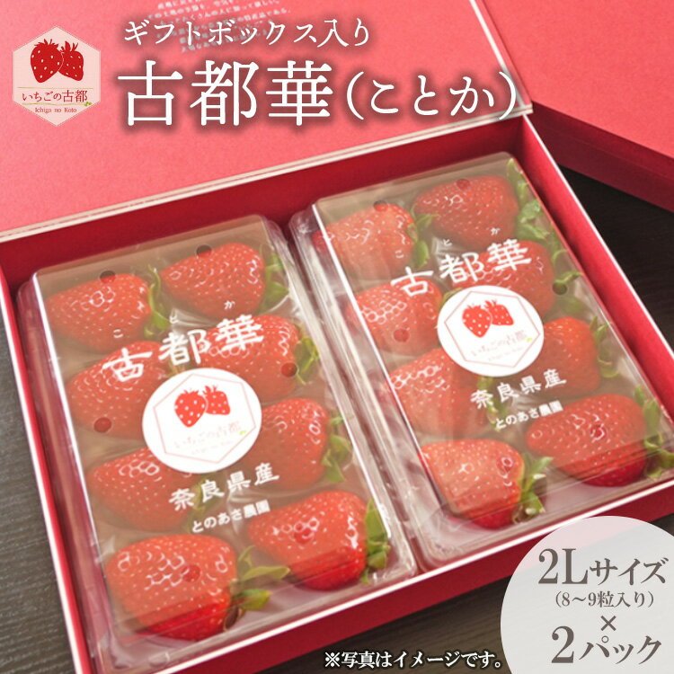 【ふるさと納税】【先行予約・数量限定】【奈良県知事賞受賞】ギフトボックス入り古都華（ことか）2Lサイズ（8～9粒入り）×2パック｜とのあさイチゴ農園 ※2026年1月中旬～5月上旬頃に順次発送予定