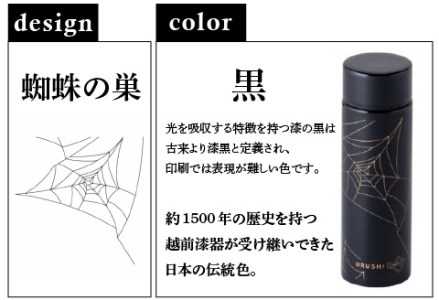 URUSHIPOKETLE　蜘蛛の巣デザイン 120ml　黒  水筒 伝統工芸品