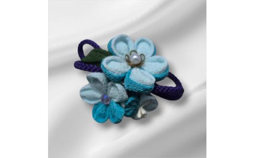髪飾り (青) ハンドメイド つまみ細工｜ アクセサリー ブローチ 髪飾り 伝統工芸 千曲市 長野県産 信州