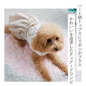 リボンティアードワンピース ベージュ ドッグウェア小型犬 秋冬 【ココアトワ(cocoAtoi)】 Ｓ