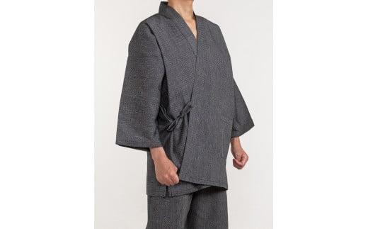 061-14　【紺・Mサイズ】織り・縫製　地元遠州製　紋織（菱織）作務衣