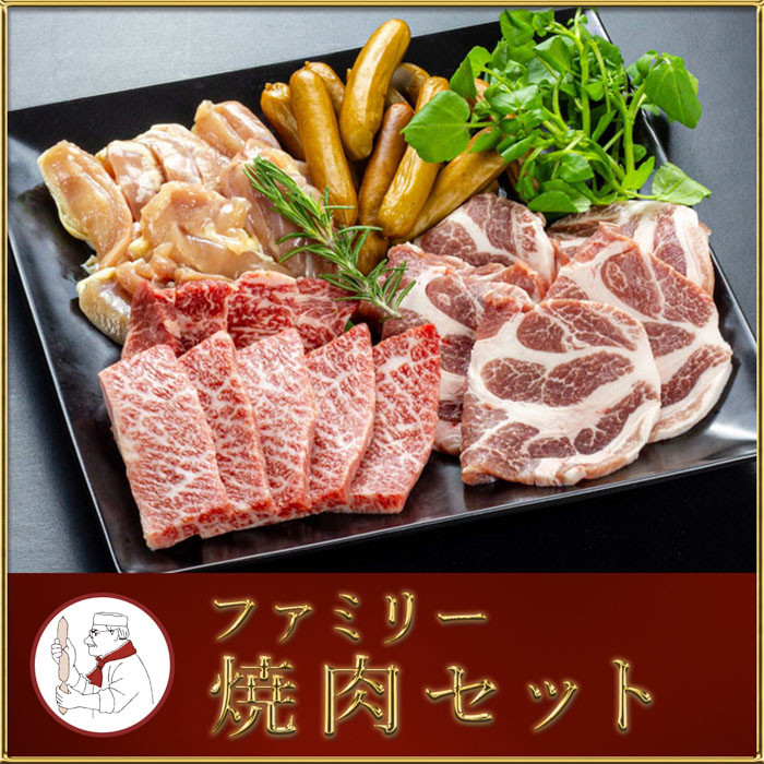 
22-17_ファミリー焼肉セット (冷凍)｜牛肉 豚肉 鶏肉 ソーセージ 家族 仲間 詰め合わせ バーベキュー BBQ サイトウハム SAITOHAM

