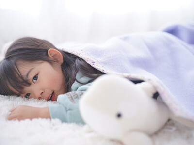 名入れ可 綿100% ベビー毛布(ラベンダー／花) 85×115cm 毛布の町(泉大津市産) [3354]