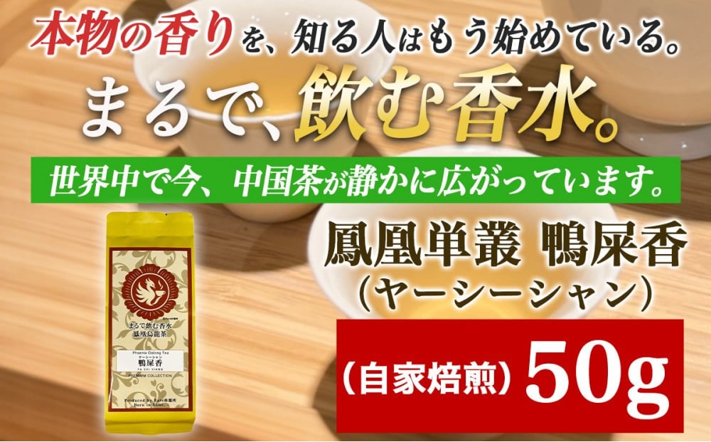 
            【まるで飲む香水 鳳凰烏龍茶】ライチのように甘く、花束のように気高い香り。自家焙煎 鴨屎香 50g（やーしーしゃん） ｜中国茶
          