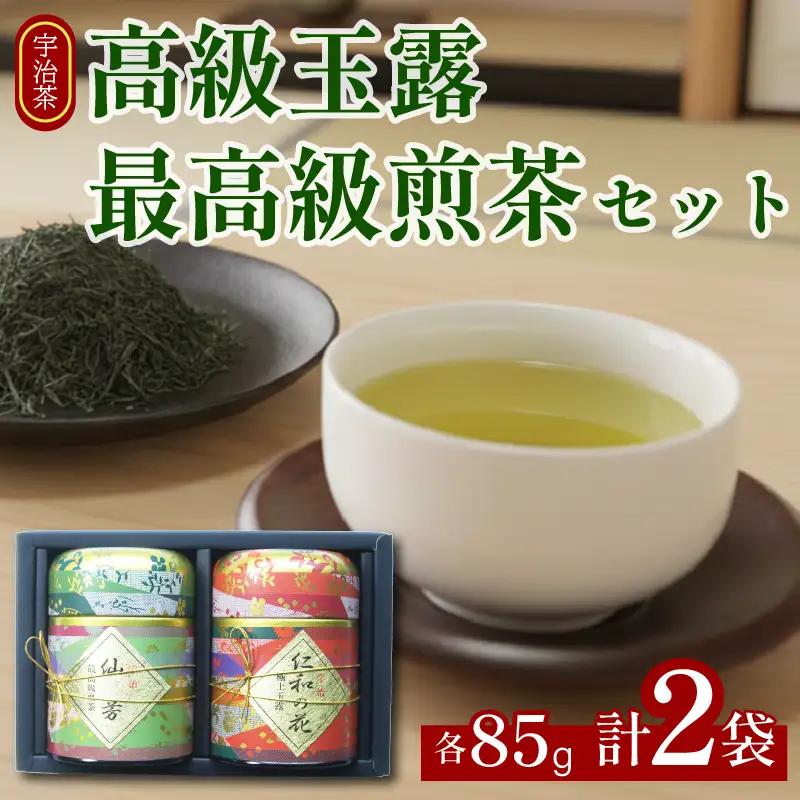 高級 宇治玉露 ・ 最高級 宇治煎茶 各85g缶入り 詰め合わせ セット 宇治茶 玉露 煎茶 茶葉 旨み 香り お茶 日本茶 国産 飲料 高級 最高級 井手町 京都 小川武治茶舗