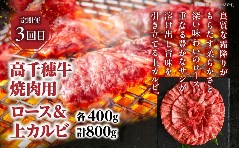 【JALふるさと納税限定】【5月限定受付】高千穂牛 焼肉 BBQ 食べ比べ 3か月定期便 総計1.8kg（肩ロース・バラ・ロース・カルビ）国産和牛 ブランド牛 牛肉 焼肉用 冷凍 焼肉セット 焼肉定期