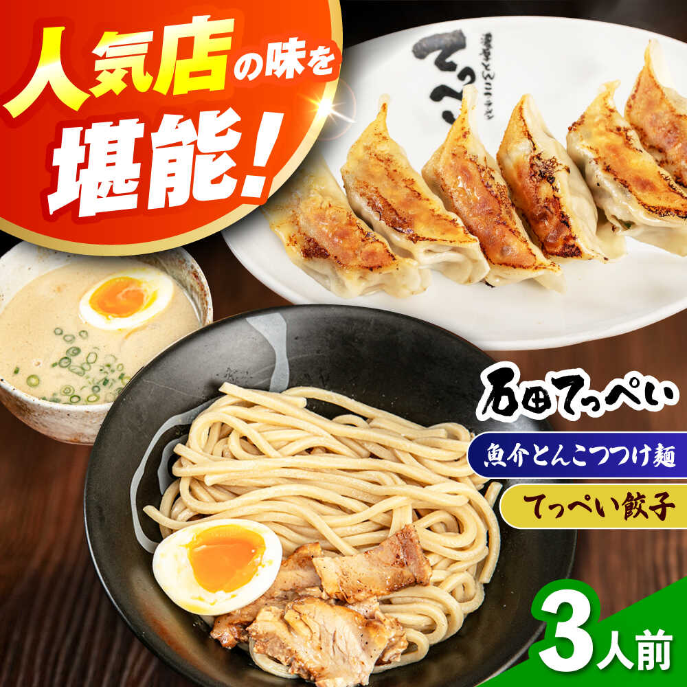 【ふるさと納税】石田てっぺい 濃厚とんこつ魚介つけ麺＆てっぺい餃子 3人前セット ラーメン セット 濃厚 魚介 とんこつ つけめん 太麺 チャーシュー 餃子 ギョウザ ぎょうざ 贈答 ギフト プレゼント 人気 定番 特産品 取り寄せ 大阪 高槻 国産 大阪府高槻市/無人屋[AOCX040]
