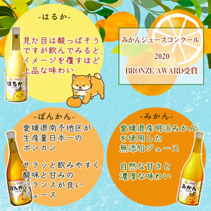 ＜天晴兄妹みかん ジュース 720ml×3種類セット 愛媛県明浜産＞『1か月以内に順次出荷予定』 蜜柑 果物 オレンジ ポンカン はるか フルーツ 株式会社笑丸 飲んで応援 特産品 愛媛県 西予市【常