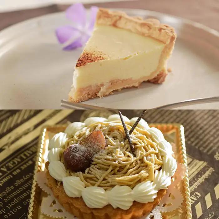 和栗のモンブランタルトと濃厚チーズタルトのセット