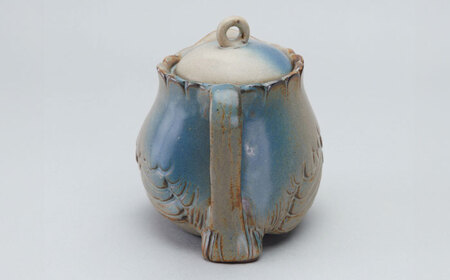 かしわ窯　動物のポット　青フクロウ【1541730】