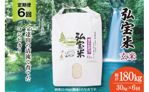 米 定期便 コシヒカリ 「弘宝米」 玄米 30kg ×6回 総計 180kg [中西農場 石川県 宝達志水町 38601291] お米 こしひかり 美味しい 農家 直送 6ヶ月 180キロ 30キロ 石川 能登