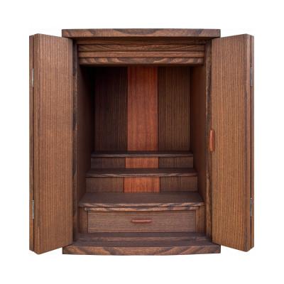 ふるさと納税 岸和田市 総桐無垢オイル仕上げ仏壇【ウォルナット色】幅380×高545　小さな上置き現代家具調ぶつだん厨子