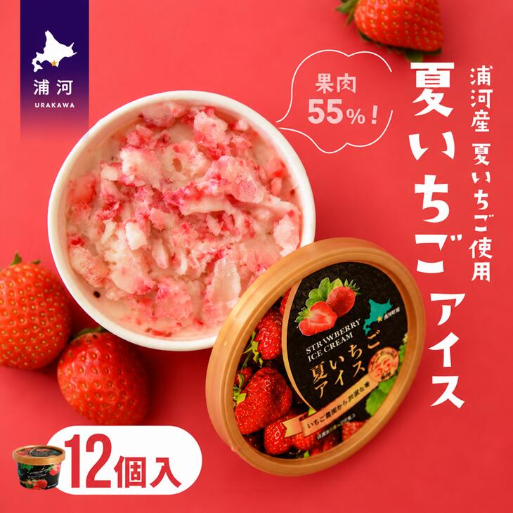 【ふるさと納税】果肉55%「夏いちごアイス(12個)」[22-237] 北海道 浦河 ふるさと納税 いちご すずあかね 果肉55％ アイスクリーム 送料無料