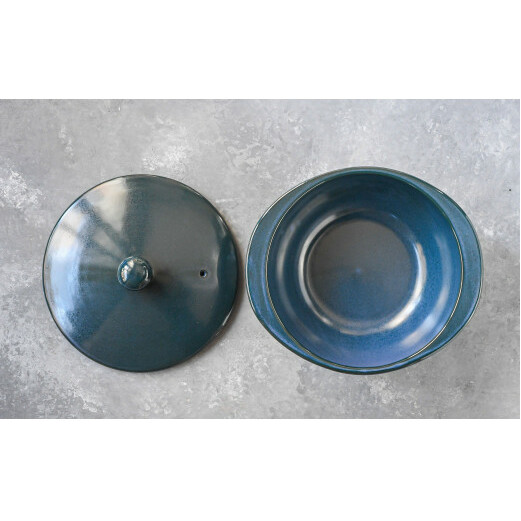 有田焼 おしゃれな万能鍋 5way pot ネイビー 大小 2個セット 料理家 河瀬璃菜 おしゃれ土鍋 大容量の土鍋 コラボ オーブン 食器 直火 調理器具 キッチン用品 かわいい土鍋 ペア土鍋 まる